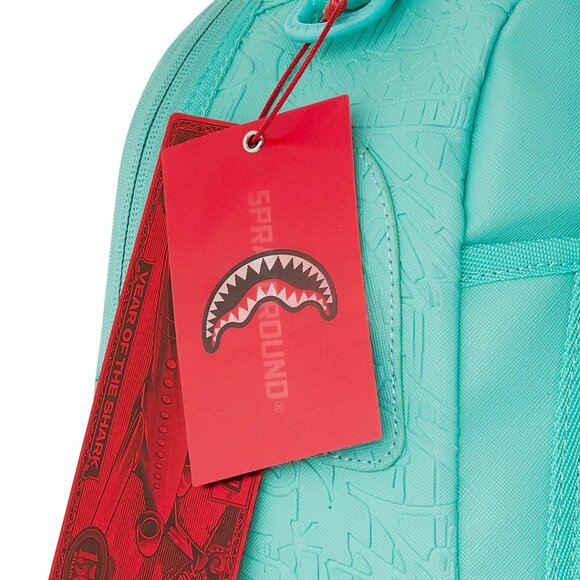 Sprayground Aqua Noir Embossed Backpack🔥New Teal Bookbag Large School Bag - Picture 9 of 9